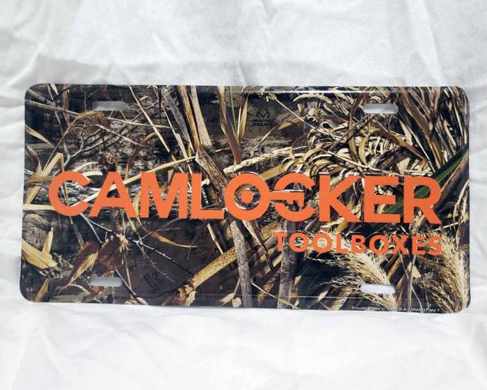 CamLocker Camo Car Tag with Orange Lettering